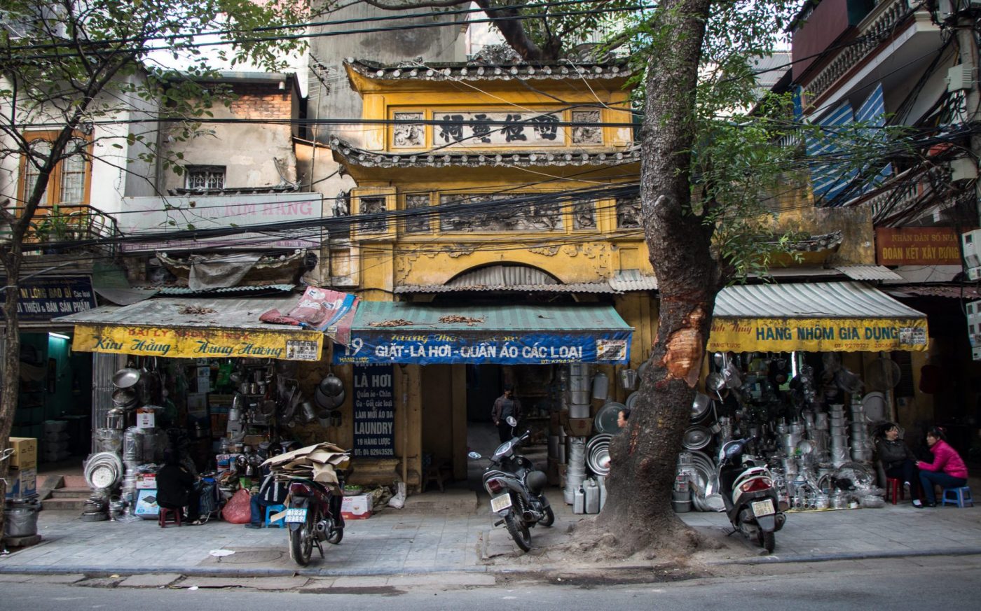 Decadent historic buildings in Hanoi